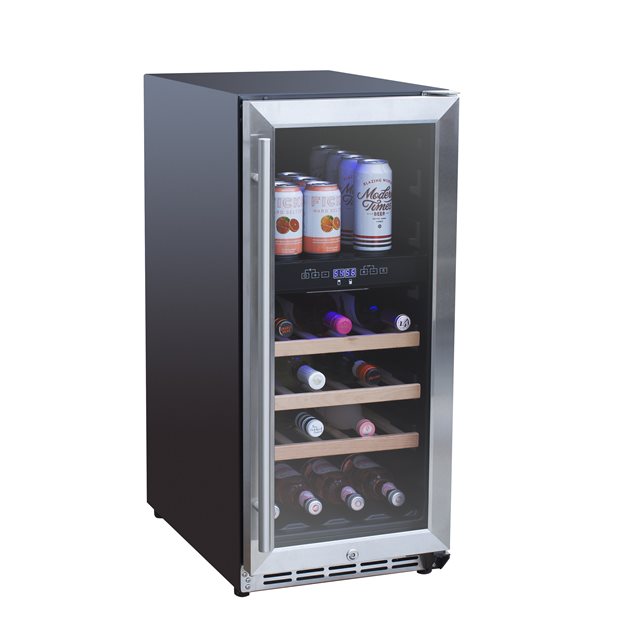 TrueFlame 15-Inch 3.2 Cu. Ft. Outdoor Rated Dual Zone Wine Cooler (TF-RFR-15WD)