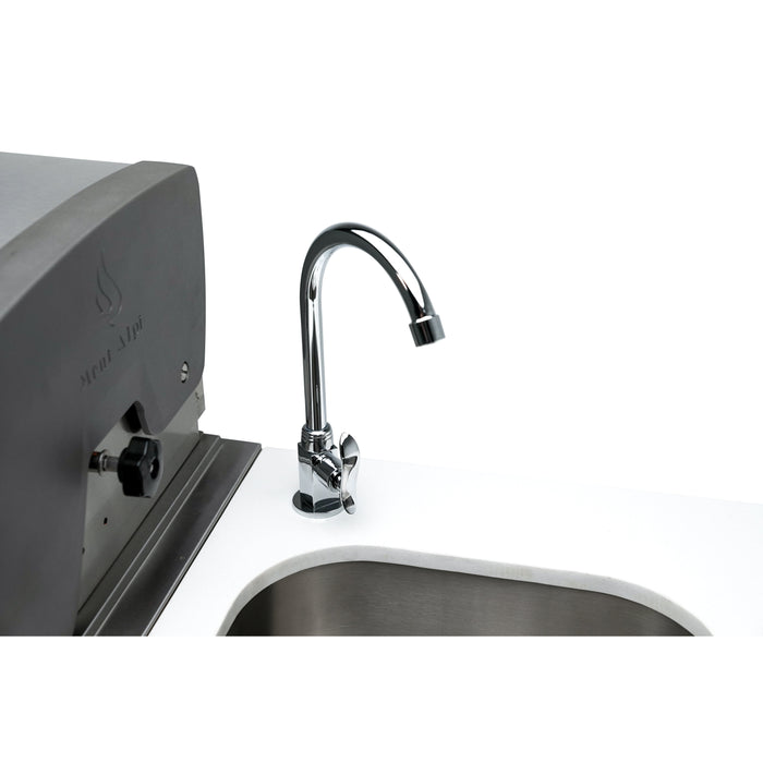 Mont Alpi 805 Black Stainless Steel BBQ Grill Island with L-Shape, Beverage Center, Extra Storage & Fridge - MAi805-BSS90BEVFCXL