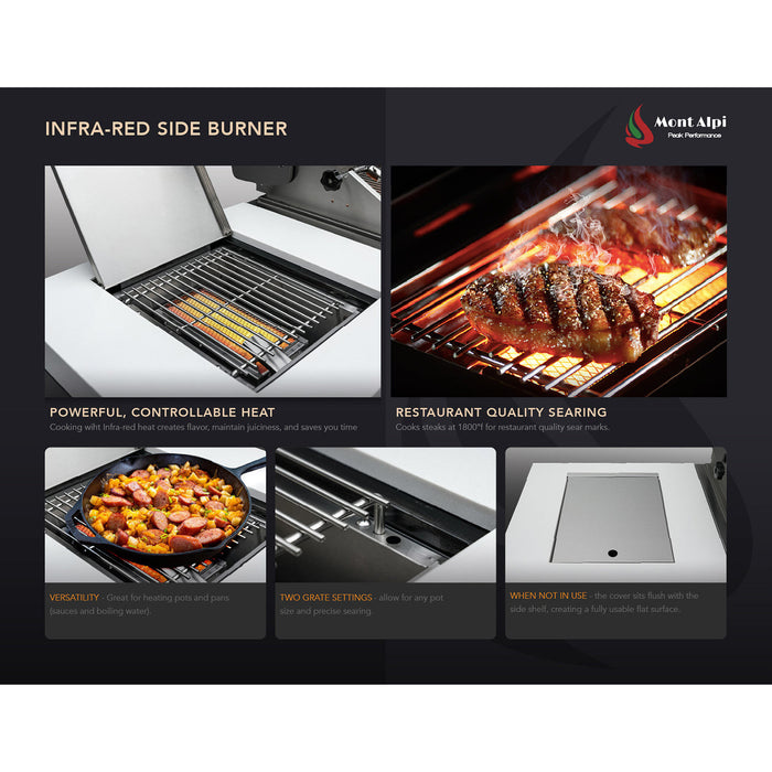 Mont Alpi 400 Deluxe BBQ Grill Island with Kegerator, Kamado Module & Extra Drawer Storage - MAi400-DKEGKAMDR