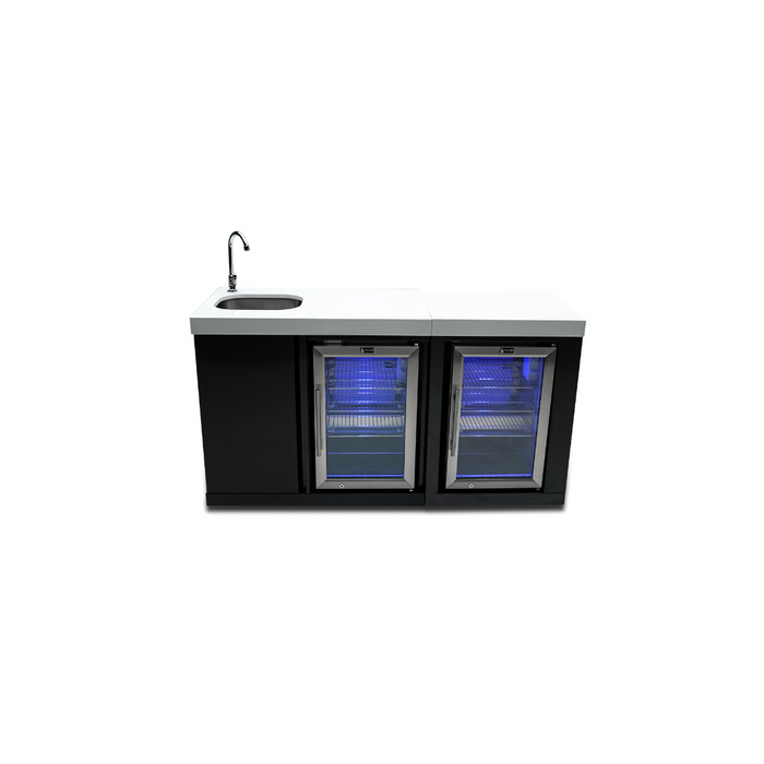 Mont Alpi Black Stainless Steel Beverage Center and Fridge Cabinet - MA-BEVBSSFC