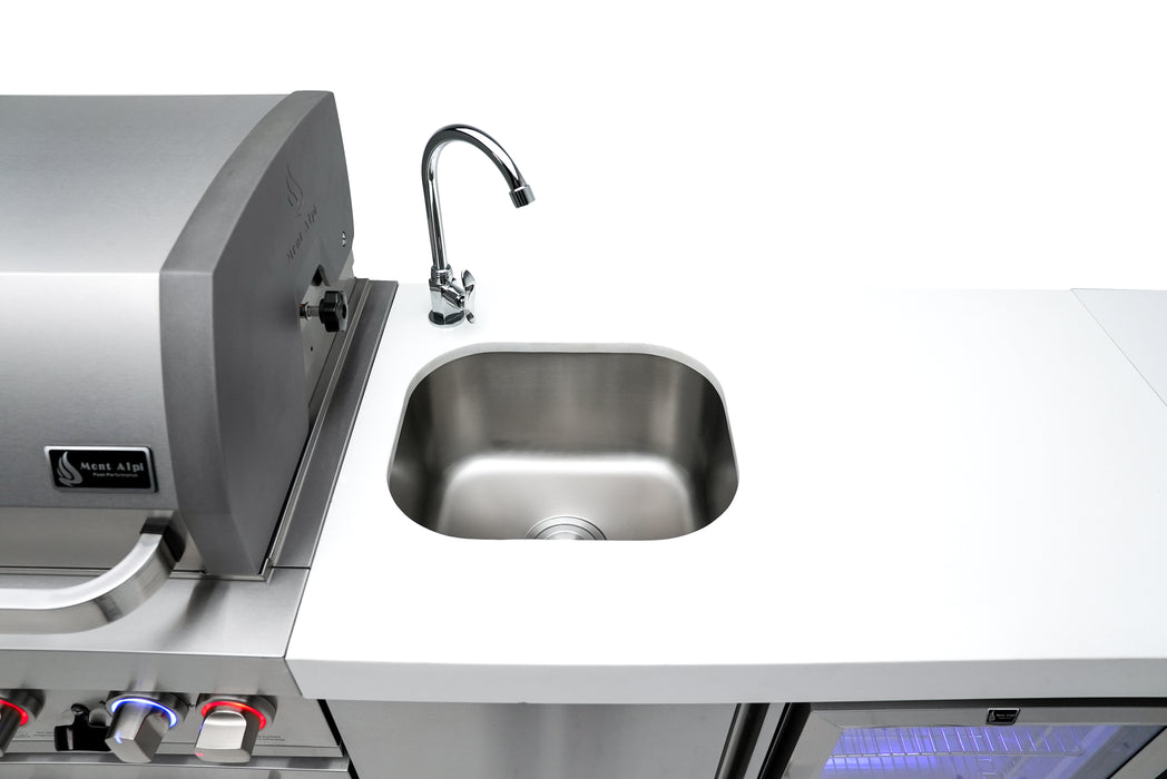 Mont Alpi 400 Deluxe BBQ Grill Island with Beverage Center, Kamado Module, Extra Storage & Fridge - MAi400-DBEVFCKAMXL