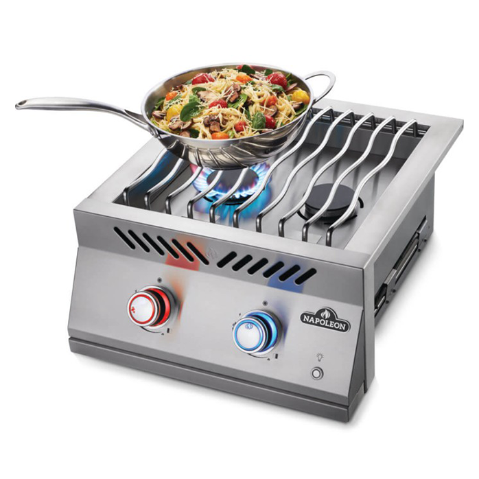 Napoleon 700 Series 18-Inch Built-In Dual Range Top Burner with Stainless Steel Cover - BIB18RT