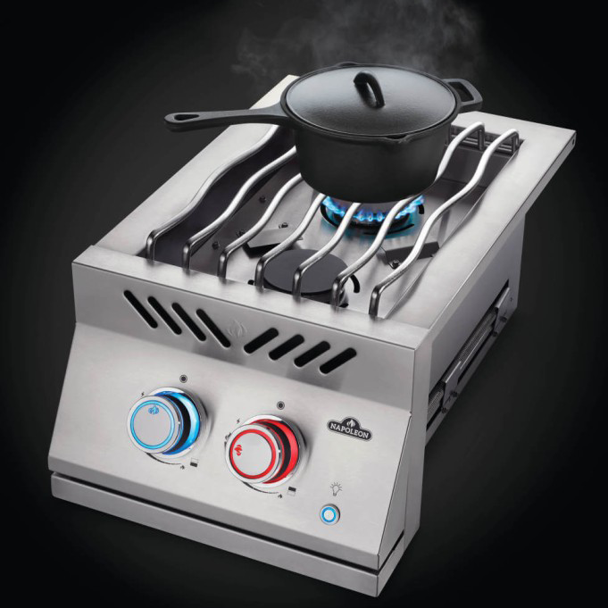 Napoleon 700 Series 12-Inch Inline Dual Range Side Burner with Stainless Steel Cover - BIB12RT