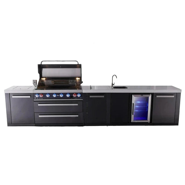 Mont Alpi 805 Black Stainless Steel BBQ Grill Island with Beverage Center & Extra Storage - MAi805-BSSBEVXL