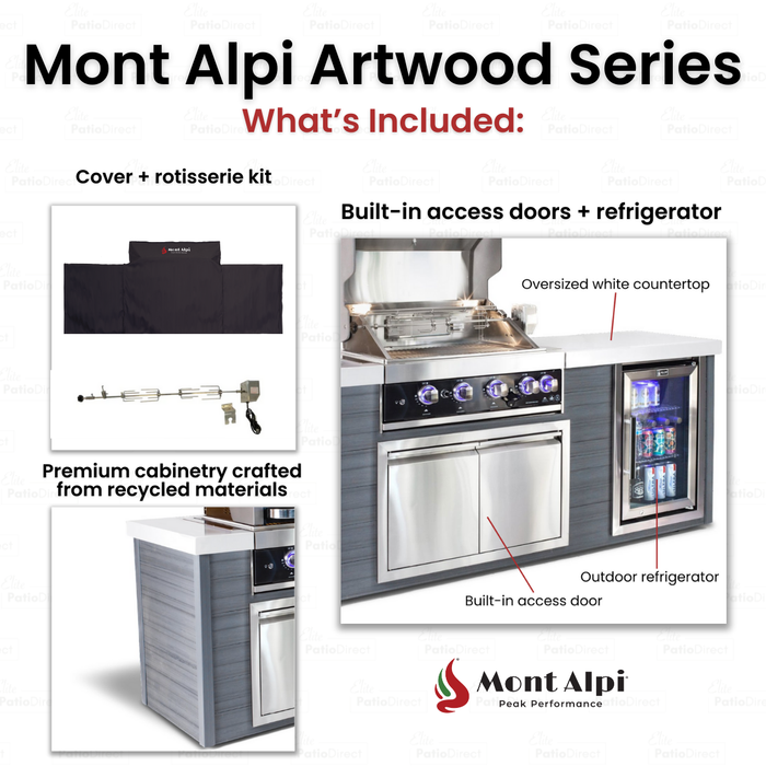 Mont Alpi Artwood 4-Burner Stainless Steel BBQ Grill Island  - MA400-AW