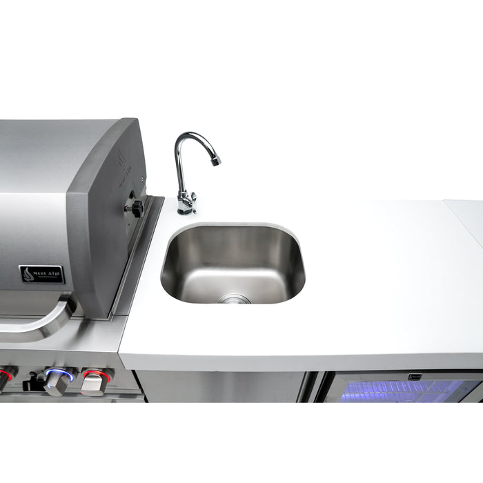 Mont Alpi 805 Black Stainless Steel BBQ Grill Island with L-Shape, Beverage Center & Extra Storage - MAi805-BSS90BEVXL