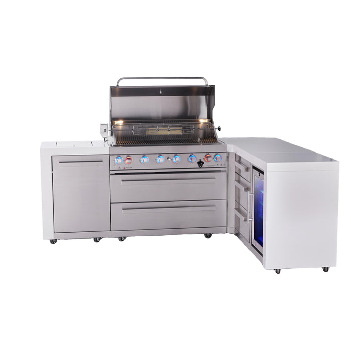 Mont Alpi 805 Deluxe BBQ Grill Island with L-Shape, Extra Drawer Storage & Fridge - MAi805-D90FCDR