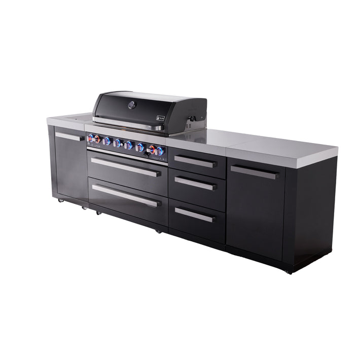 Mont Alpi 805 Black Stainless Steel BBQ Grill Island with Extra Drawer Storage - MAi805-BSSDR (PREORDER - Est. Ship Date Dec 15)
