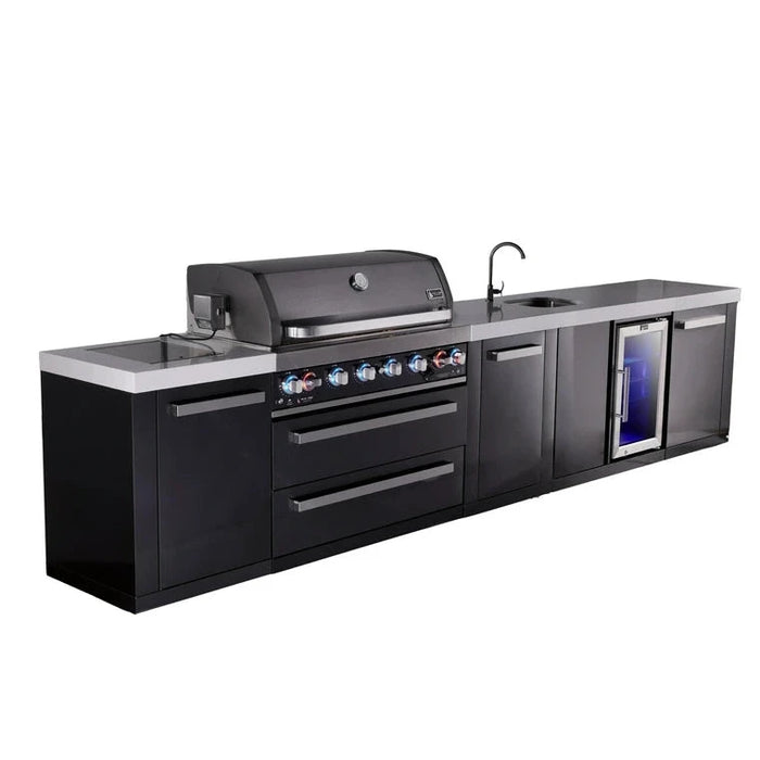 Mont Alpi 805 Black Stainless Steel BBQ Grill Island with Beverage Center & Extra Storage - MAi805-BSSBEVXL