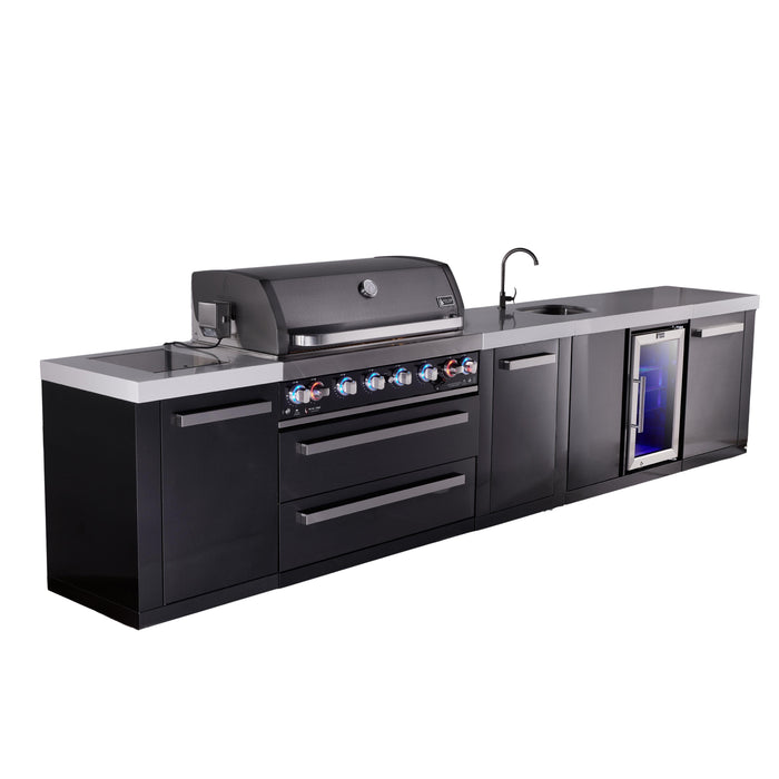 Mont Alpi 805 Black Stainless Steel BBQ Grill Island with Beverage Center & Extra Storage - MAi805-BSSBEVXL