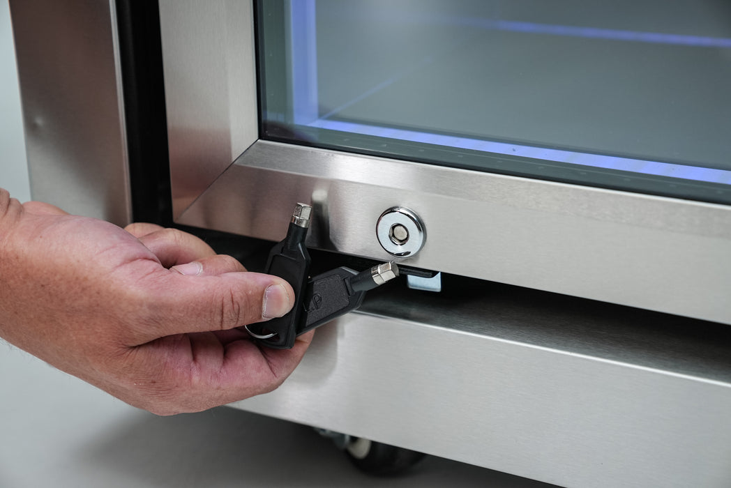 Mont Alpi 805 Deluxe BBQ Grill Island with L-Shape, Beverage Center, Kegerator, Kamado Module, Extra Drawer Storage & Fridge - MAi805-D90KEGBEVFCKAMDR