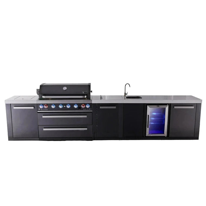 Mont Alpi 805 Black Stainless Steel BBQ Grill Island with Beverage Center & Extra Storage - MAi805-BSSBEVXL