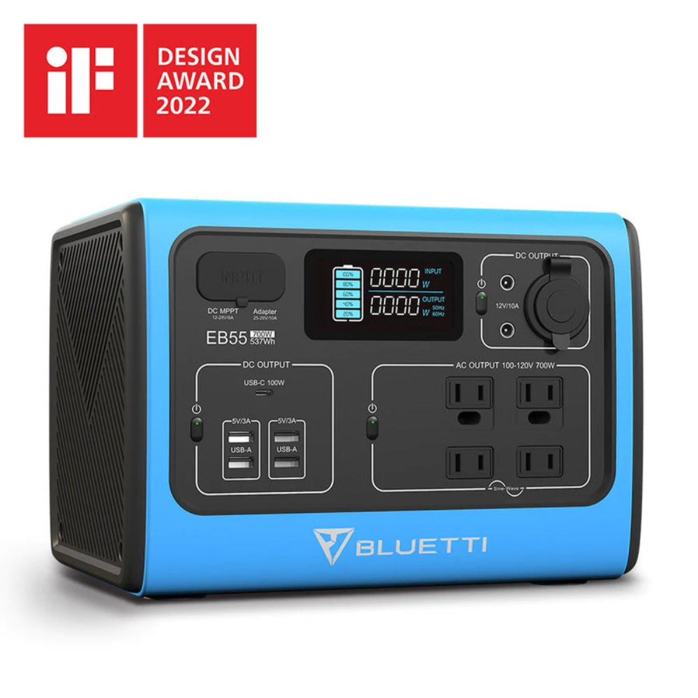 BLUETTI EB55 Portable Power Station 700W/537Wh | Elite Patio Direct