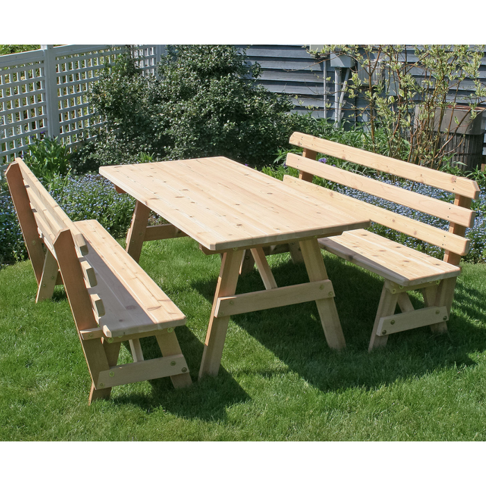 Creekvine Designs Red Cedar Classic Family Picnic Table with Backed Benches