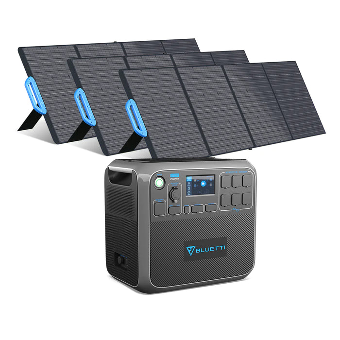 BLUETTI AC200P 2,000W/2,000Wh + 3 Mono Solar Panels - Complete Solar Kit