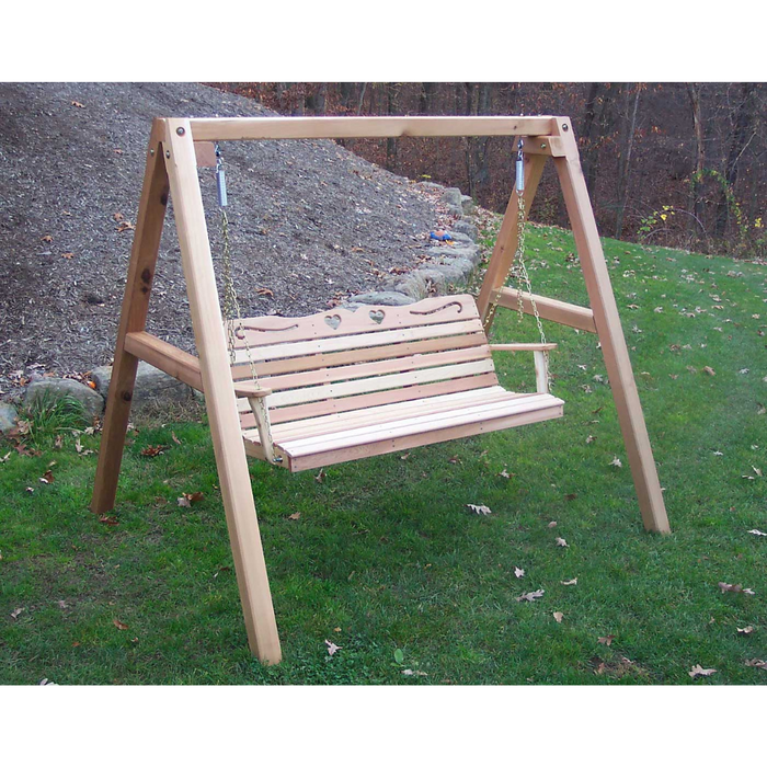Creekvine Designs Cedar Country Hearts Porch Swing with Stand
