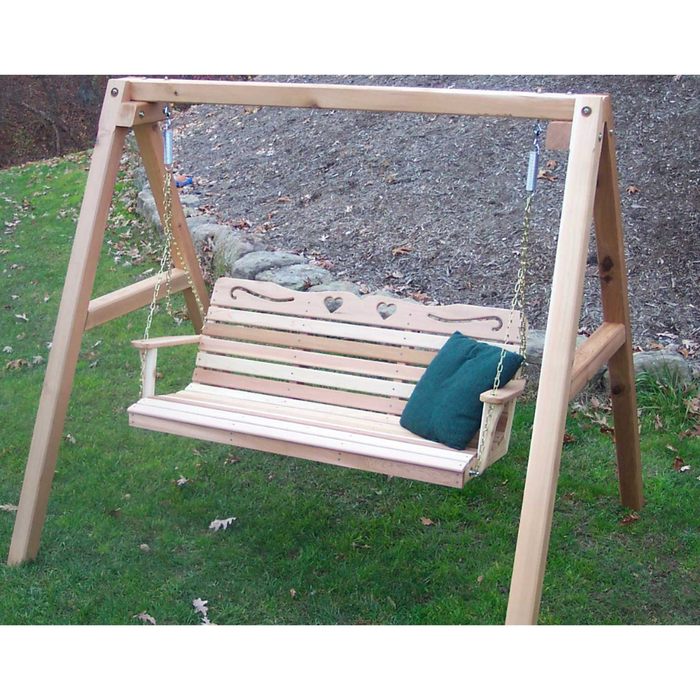 Creekvine Designs Cedar Country Hearts Porch Swing with Stand