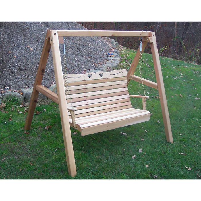 Creekvine Designs Cedar Royal Country Hearts Porch Swing with Stand