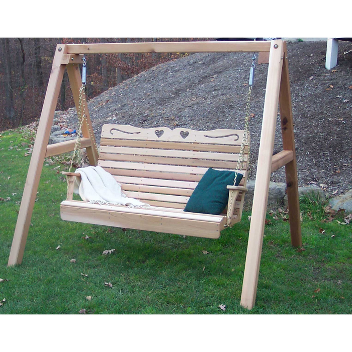 Creekvine Designs Cedar Royal Country Hearts Porch Swing with Stand