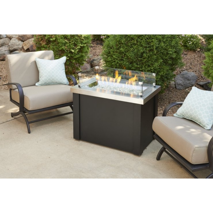 The Outdoor Greatroom Company Stainless Steel Providence Rectangular Gas Fire Pit Table (PROV-1224-SS)