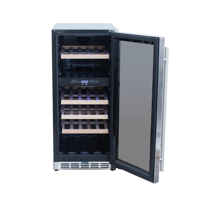 RCS 15-Inch Stainless Steel Wine Cooler with Glass Window