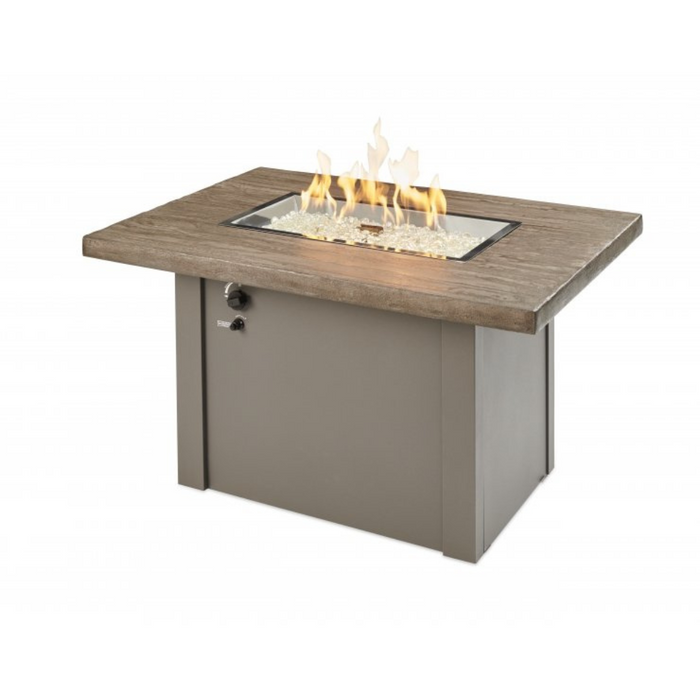The Outdoor Greatroom Company Driftwood Havenwood Rectangular Gas Fire Pit Table with Grey Base (HVDG-1224-K)