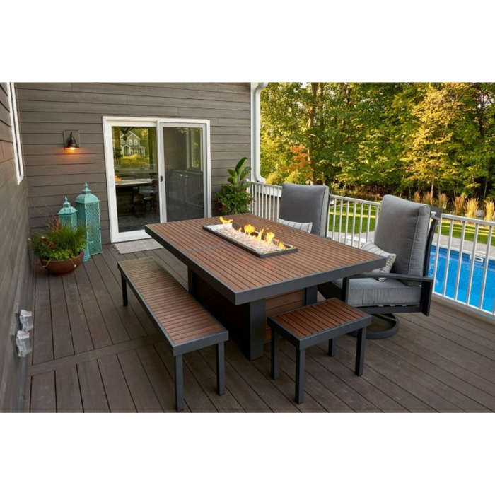 The Outdoor Greatroom Company Kenwood Linear Dining Height Gas Fire Pit Table (KW-1242-K)