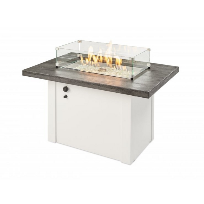 The Outdoor Greatroom Company Stone Grey Havenwood Rectangular Gas Fire Pit Table with White Base (HVGW-1224-K)