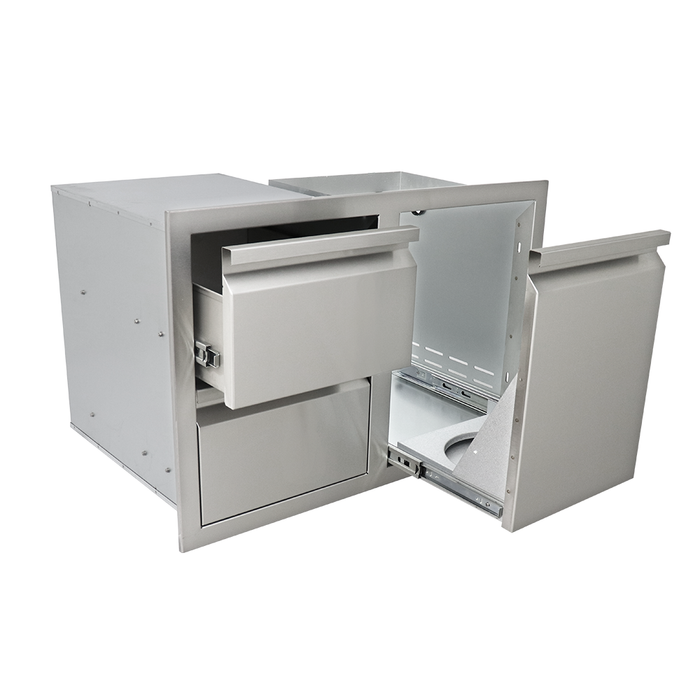 RCS Valiant Stainless Steel Double Drawer/Propane Tank Storage Combo