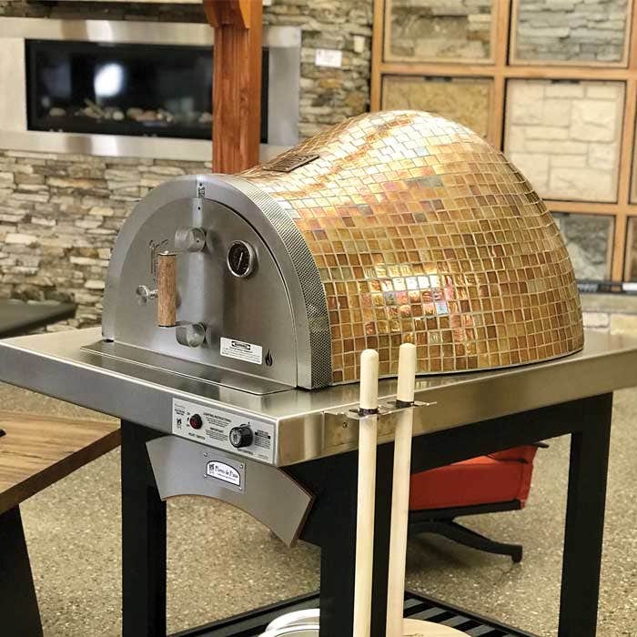 HPC Forno Hybrid Gas/Wood Fueled Mosaic Tile Pizza Oven on Wheeled Cart