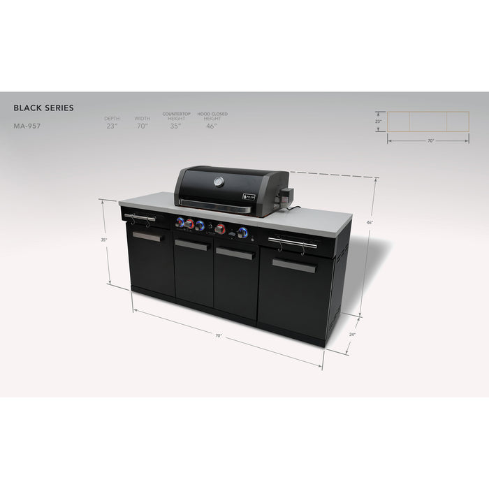 Mont Alpi 957 Black Stainless Steel BBQ Grill - MA-957