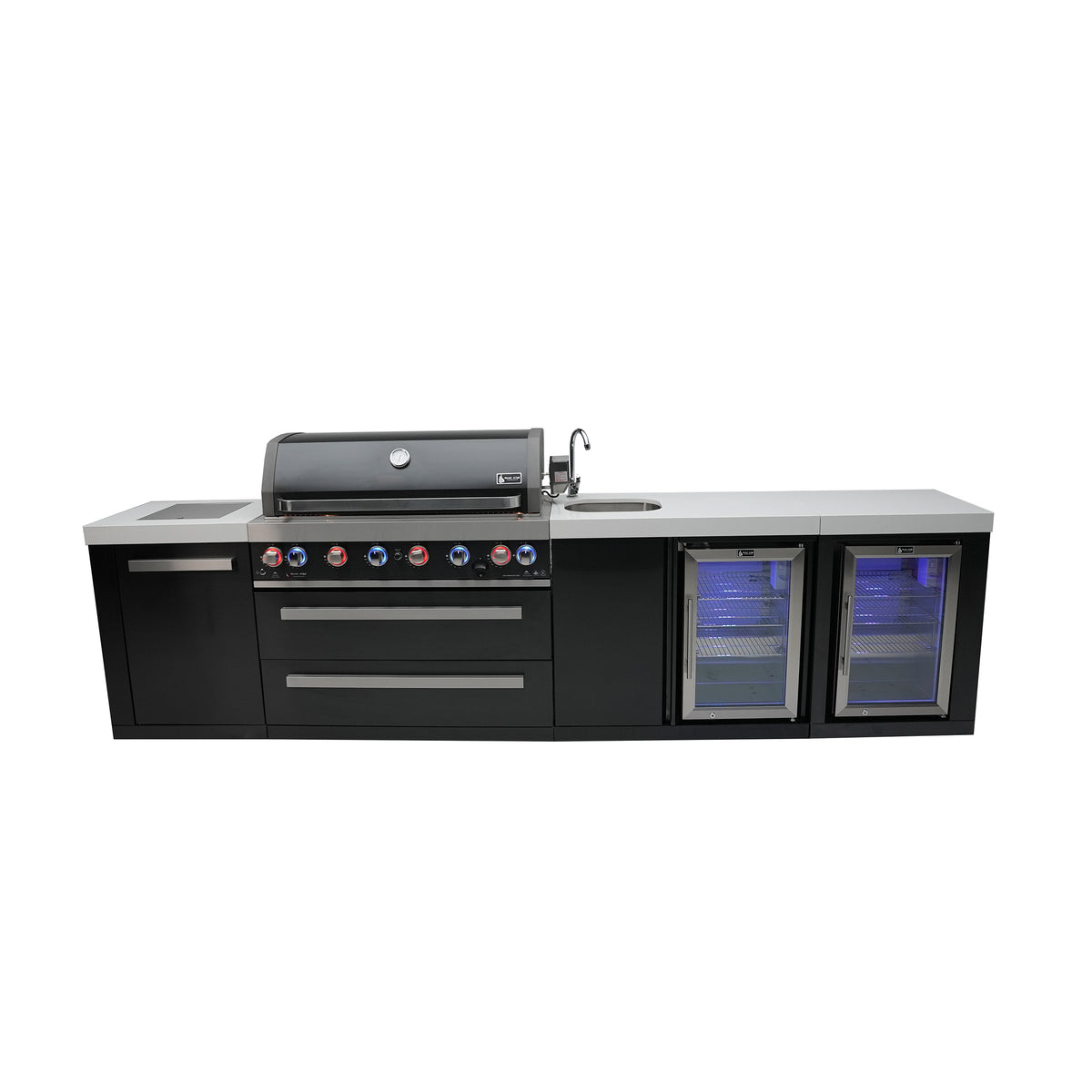 Mont Alpi 805 Black Stainless Steel BBQ Island w/Bev Center & Fridge
