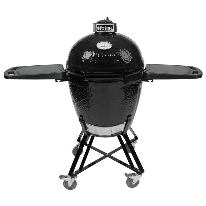 Primo Large Round Ceramic Kamado Grill with Cradle & Side Shelves
