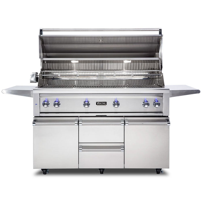 Viking 5 Series 54-Inch Stainless Steel Freestanding Grill with ProSear Burner & Rotisserie